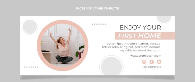 Vecteur gratuit couverture facebook immobilier géométrique design plat