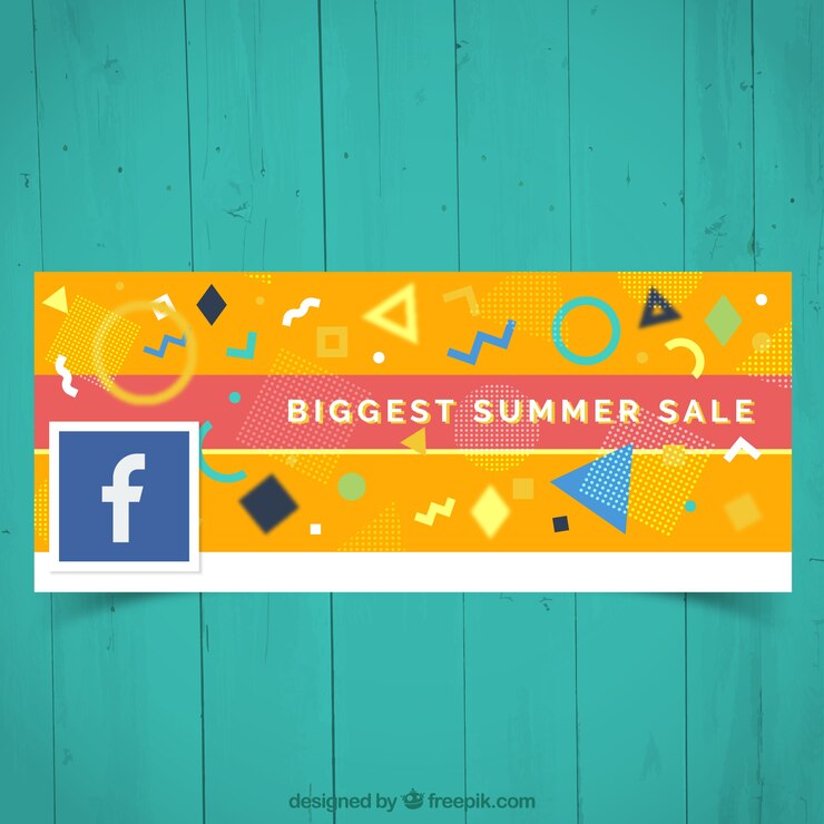 Vecteur gratuit couverture facebook jaune avec des formes abstraites