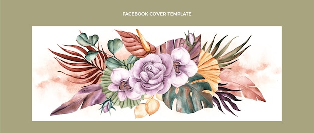 Couverture Facebook De Mariage Boho Aquarelle