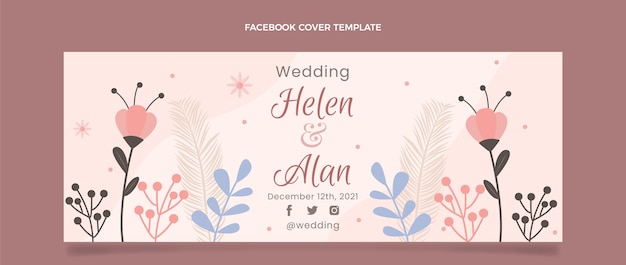 Couverture facebook de mariage dessiné à la main