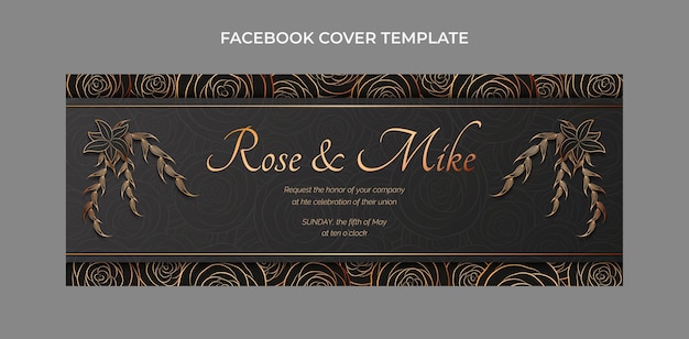 Couverture Facebook De Mariage Doré De Luxe Réaliste