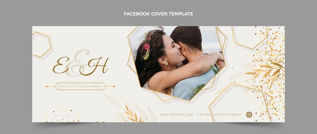 Vecteur gratuit couverture facebook de mariage de luxe réaliste