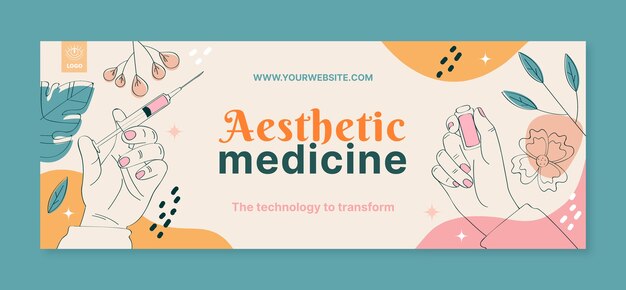 Couverture facebook de médecine esthétique dessinée à la main
