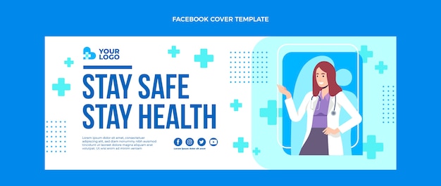 Vecteur gratuit couverture facebook médicale design plat