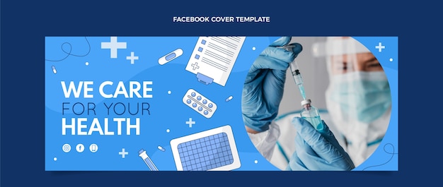 Vecteur gratuit couverture facebook médicale design plat