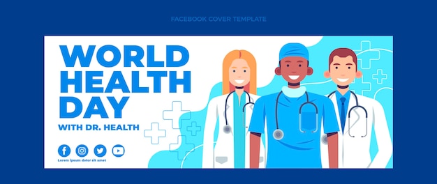 Vecteur gratuit couverture facebook médicale plate