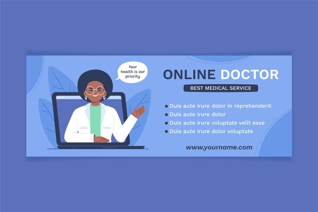 Vecteur gratuit couverture facebook médicale plate