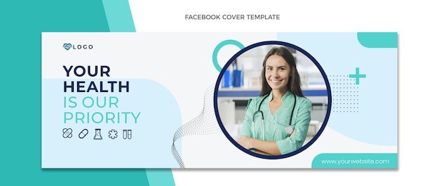 Couverture facebook médicale de style plat