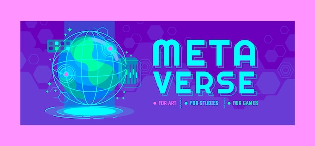 Vecteur gratuit couverture facebook métaverse design plat