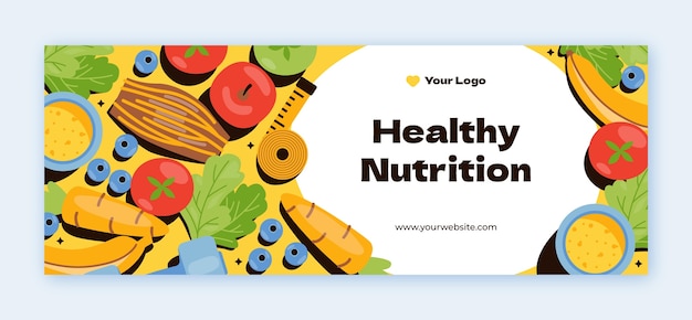 Vecteur gratuit couverture facebook de nutrition fitness dessinés à la main