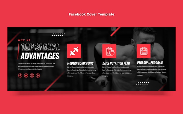 Couverture Facebook De L'offre De Remise En Forme Design Plat