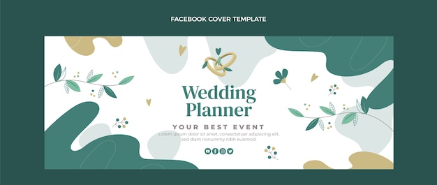 Vecteur gratuit couverture facebook de planificateur de mariage design plat