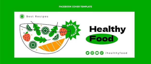 Couverture facebook plat aliments sains