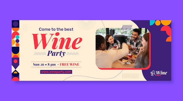 Vecteur gratuit couverture facebook plate de fête du vin