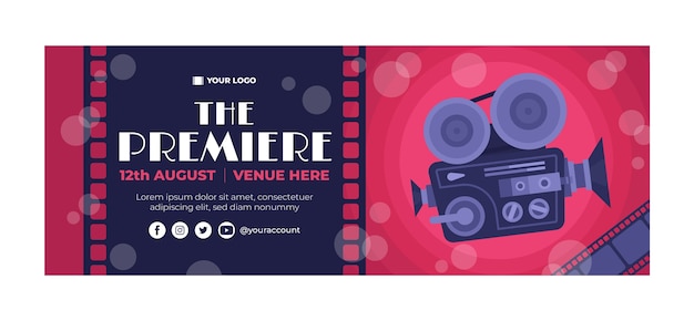 Vecteur gratuit couverture facebook de la première du film dessiné à la main