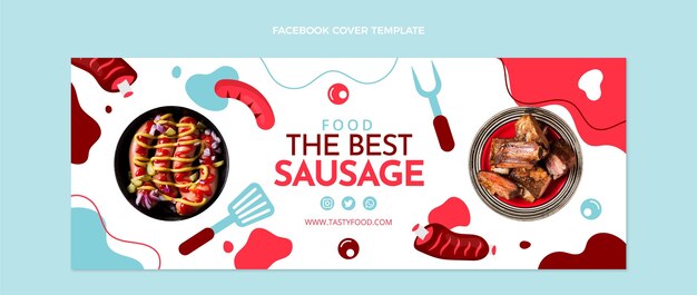 Vecteur gratuit couverture facebook de saucisses savoureuses au design plat