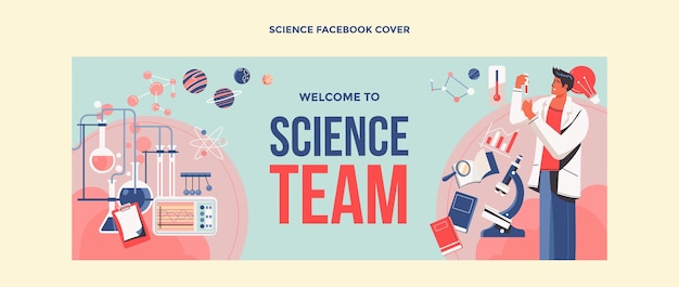 Vecteur gratuit couverture facebook science design plat