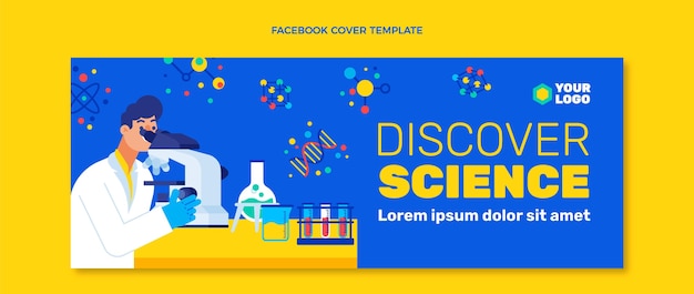 Vecteur gratuit couverture facebook science design plat