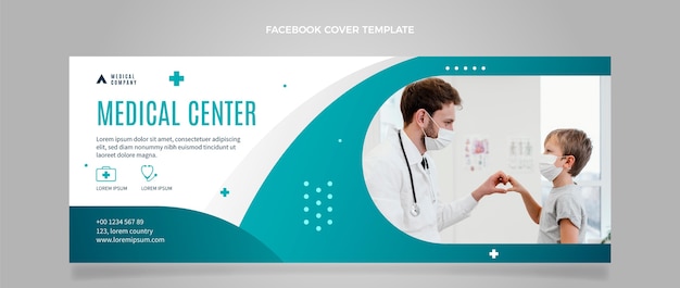 Vecteur gratuit couverture facebook de soins médicaux au design plat