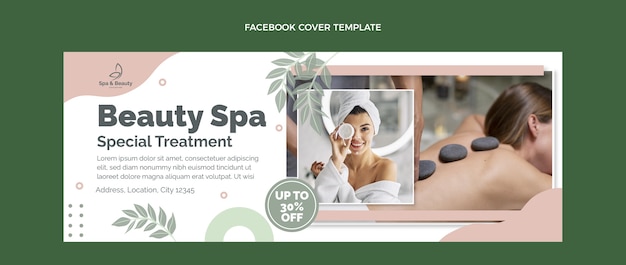 Vecteur gratuit couverture facebook spa design plat