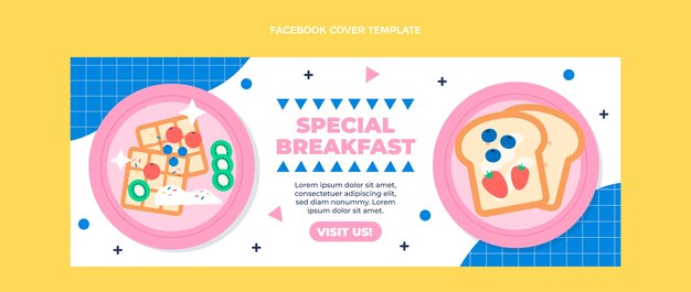 Couverture facebook spéciale petit déjeuner design plat