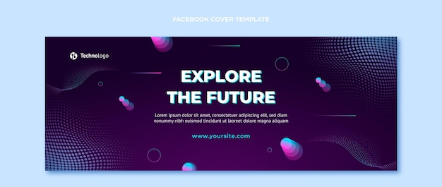 Vecteur gratuit couverture facebook de la technologie des demi-teintes dégradées