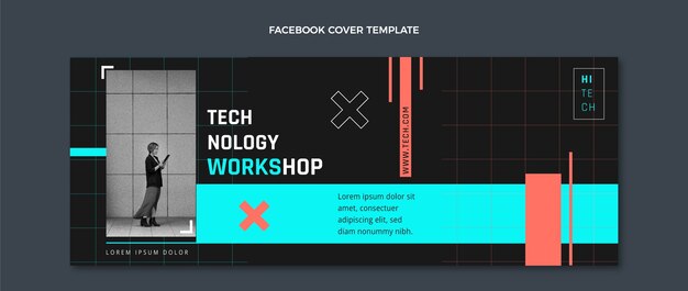 Couverture facebook de technologie minimale de conception plate