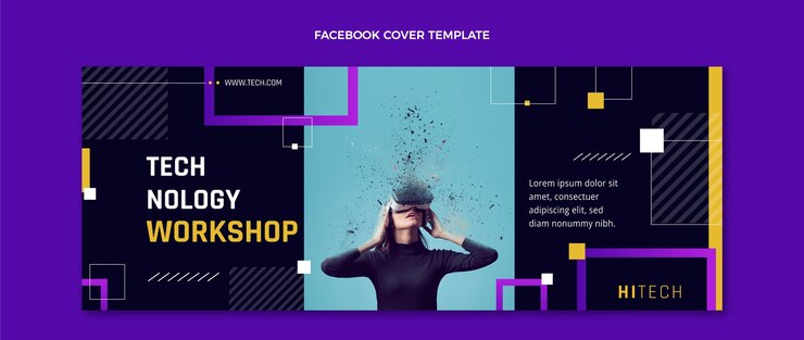 Vecteur gratuit couverture facebook à technologie minimale