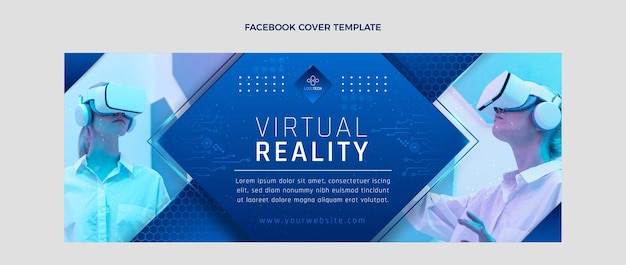 Vecteur gratuit couverture facebook de la technologie de texture dégradée