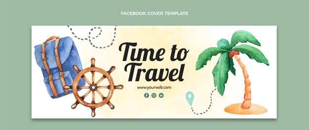 Couverture facebook de voyage aquarelle