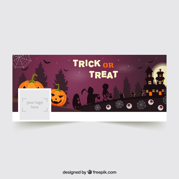 Vecteur gratuit couverture de halloween facebook avec des citrouilles