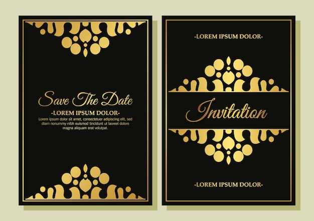 Couverture d'invitation de décoration de luxe de style classique