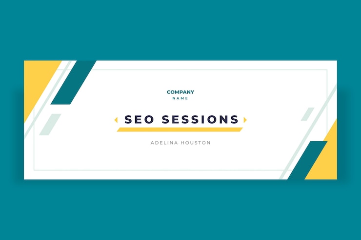 Vecteur gratuit couverture de profil facebook de sessions de référencement géométriques simples