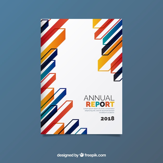 Vecteur gratuit couverture de rapport annuel abstrait avec des formes colorées