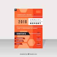 Vecteur gratuit couverture de rapport annuel rouge avec des formes géométriques