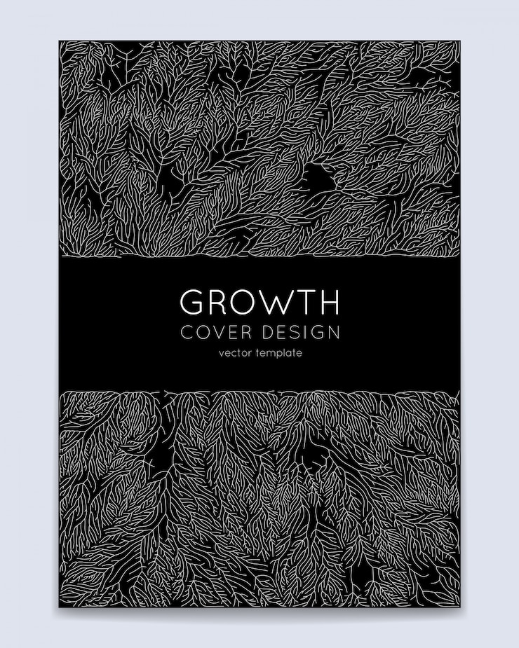Vecteur gratuit couverture. structure de lichen organique avec des nervures. réseau biologique carré monochrome de vaisseaux. concept d'extension