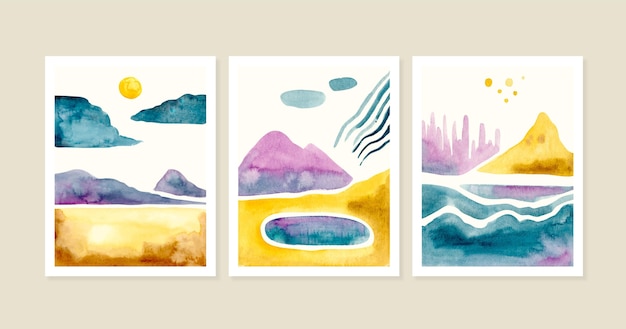 Couvertures De Paysage Minimaliste Aquarelle