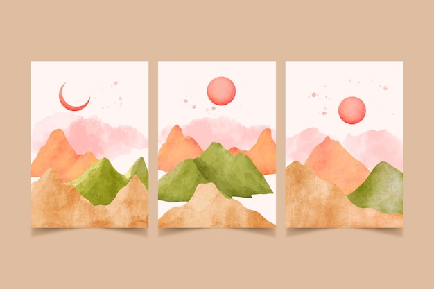 Couvertures De Paysage Minimaliste Aquarelle