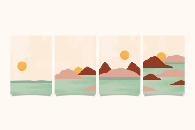 Couvertures de paysage minimaliste aquarelle