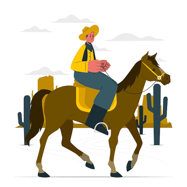 Cowboy Sur Illustration De Concept De Cheval