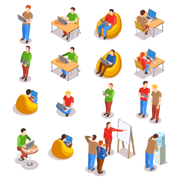 Vecteur gratuit coworking people icon set