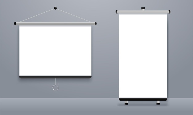 Écran de projection vide, tableau de présentation, tableau blanc vierge pour la conférence