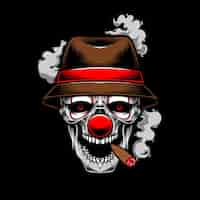 Vecteur gratuit crâne de clown portant le vecteur de chapeau de mafia