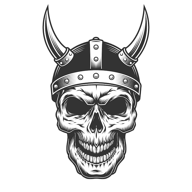 Crâne Dans Le Casque Viking