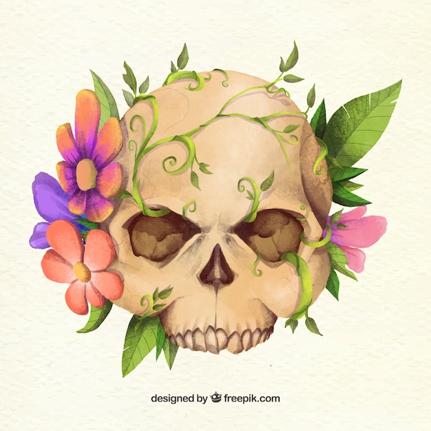 crâne floral impressionnant