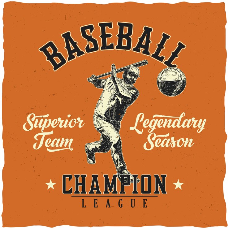 Vecteur gratuit création d'étiquettes de baseball avec illustration du joueur de baseball