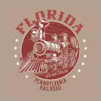 Vecteur gratuit création d'étiquettes de t-shirt avec illustration du train classique