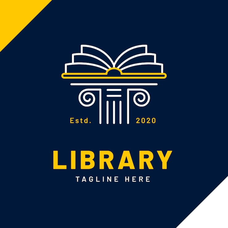 Vecteur gratuit création de logo de bibliothèque design plat