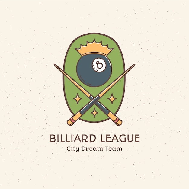 Vecteur gratuit création de logo de billard dessiné à la main