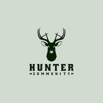 Création de logo buck stag deer renne elk antler head hunting
